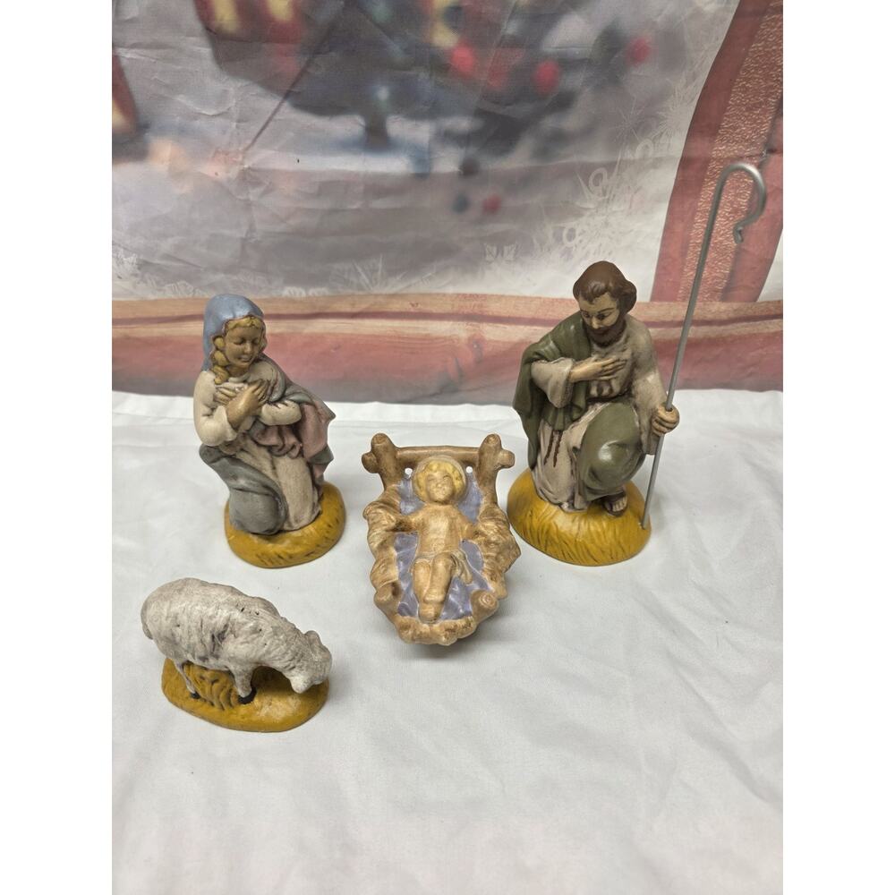 Atlantic Mold Nativity Vintage Baby Jesus Mary Joseph Holy Family Set Sheep LOT